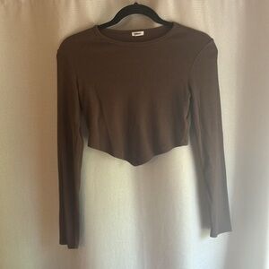 Garage Brown Long Sleeve Crop Top